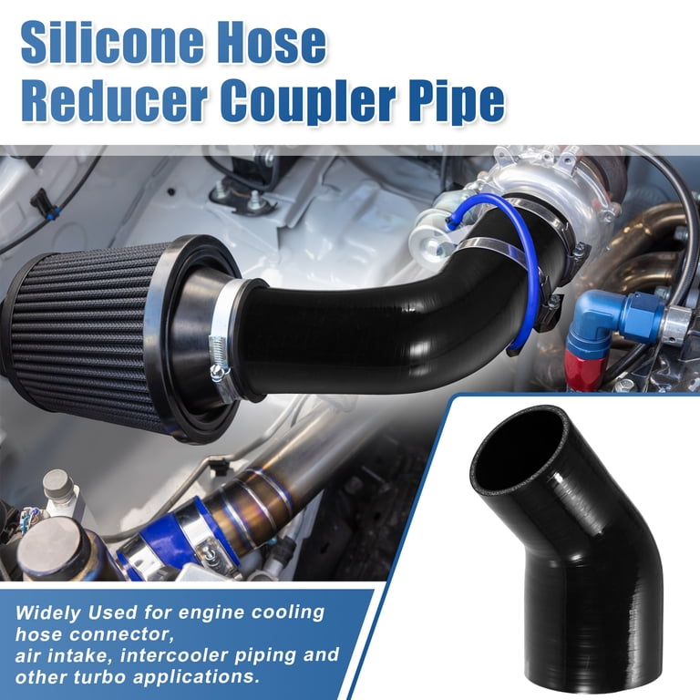 TenkeAuto 90-Degree Silicone Reducer Coupler - 4-Ply Reinforced, 2" To 3" ID, Turbo/Intercooler Hose (Black)