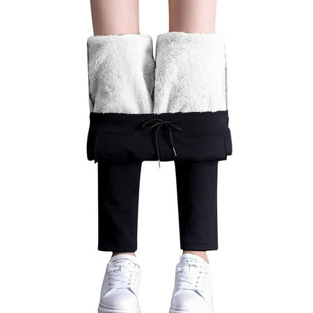 Wangsaura Ladies sweatpants drawstring elastic waist winter warm