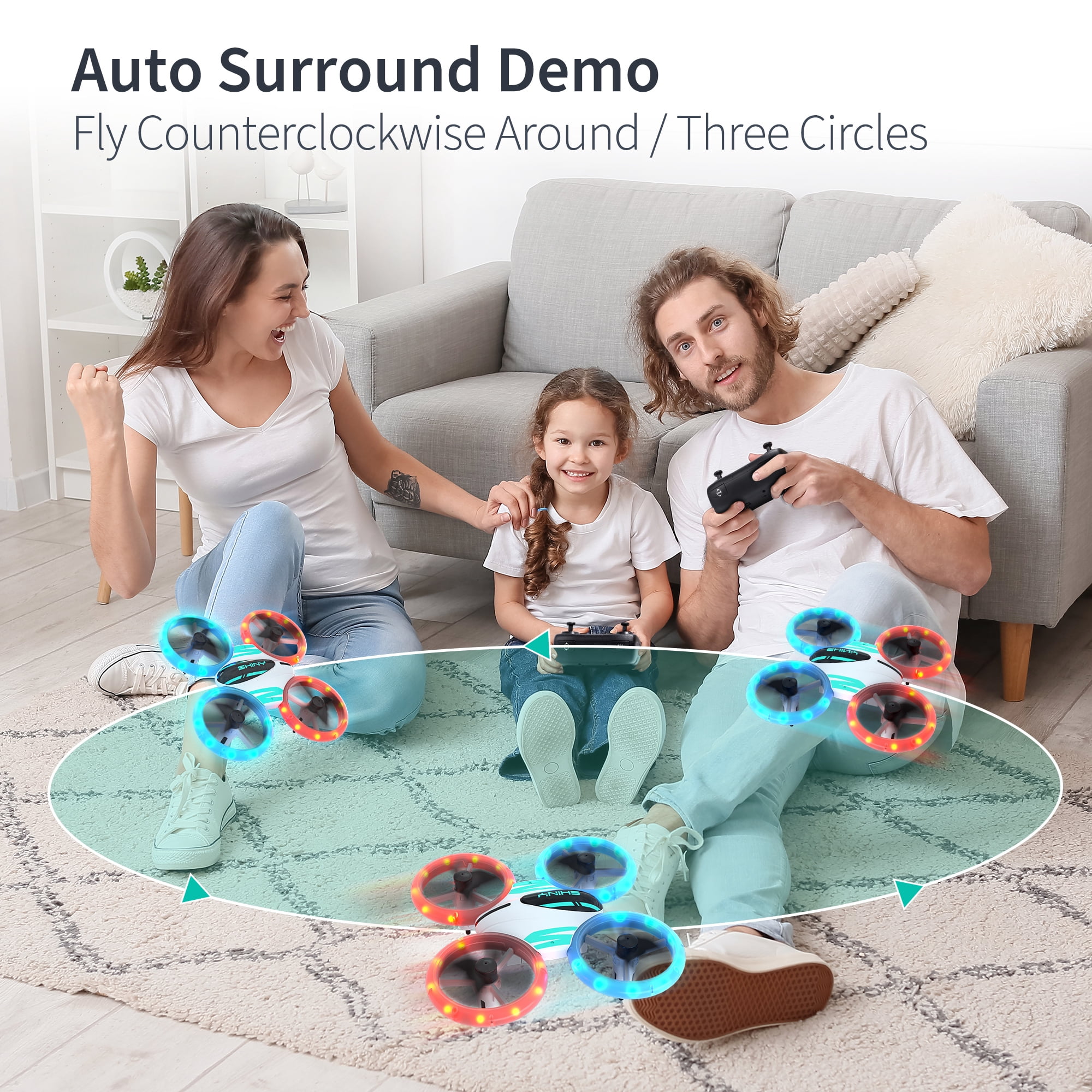 DEERC DC11 Mini Drone for Kids, RC Nano Quadcopter with LED Lights for Beginners with Altitude Hold, Demo Mode, 3 Batteries, Green