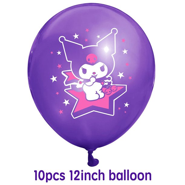Conjunto de globos de fiesta Kawaii Sanrio Kuromi, decoraciones de fiesta de dibujos animados Kuromi, suministros de fiesta temáticos, regalos de vacaciones para niñas y niños