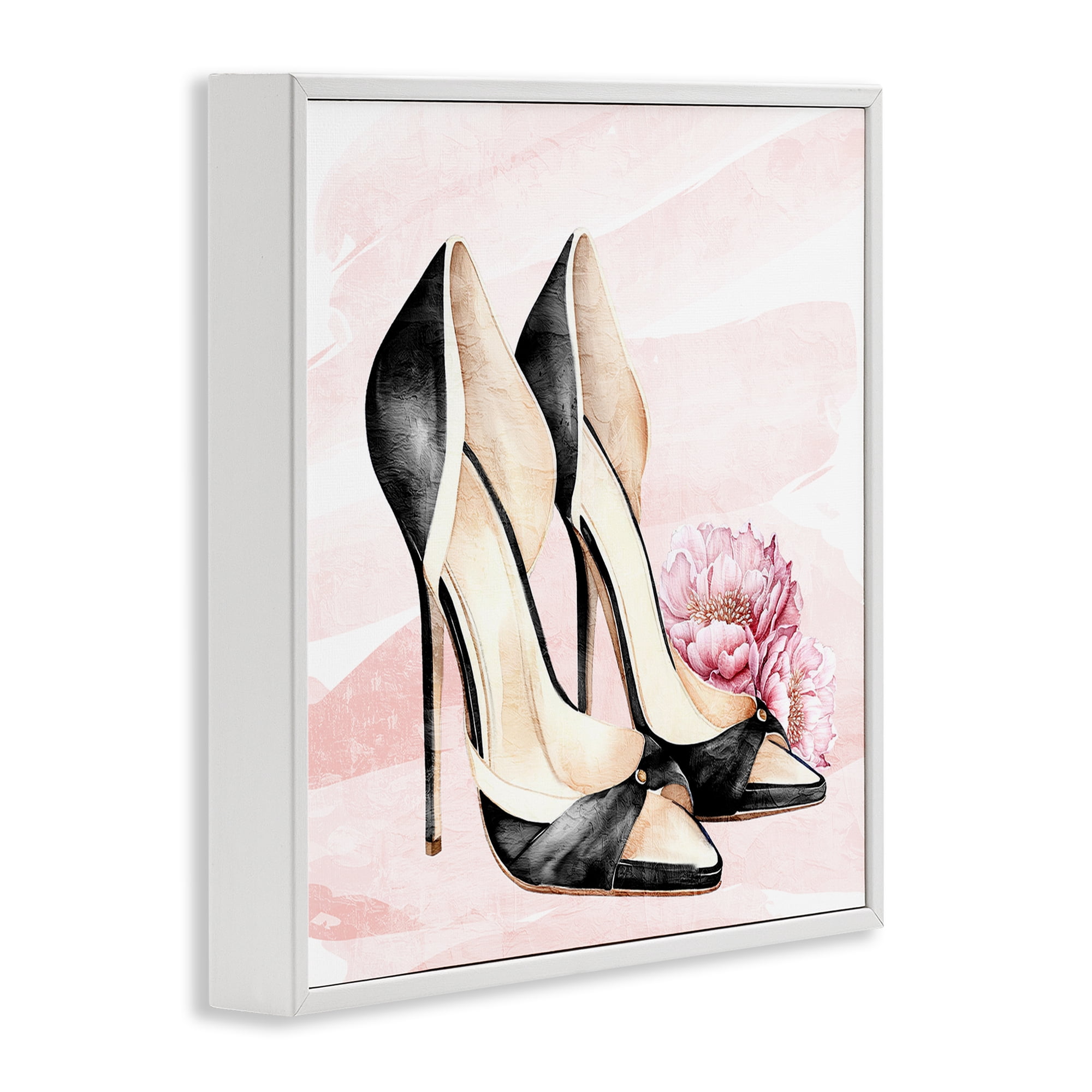 Stupell Industries Blush Glam Time Shoes White Framed Giclee Art, design by Kim Allen