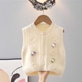 thumbnail image 6 of Cethrio Girls Sweater Vests, Sleeveless Buttons Knitted Stretchy Fall Winter Clothing Beige Size 7-8 T, 6 of 8
