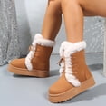 thumbnail image 6 of Women's Winter Faux Fur Trim Snow Boots, Platform Faux Suede Lace-Up Warm Outdoor Boots, 6 of 8
