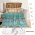 thumbnail image 5 of Farmhouse Aqua Brown Blanket Soft Cozy Warm Throw Blanket for Couch, Plush Fuzzy Flannel Fleece Blankets for Sofa, Vintage Wooden Striped Bed Blankets Lightweight Gifts for Women, 50"x80", 5 of 9