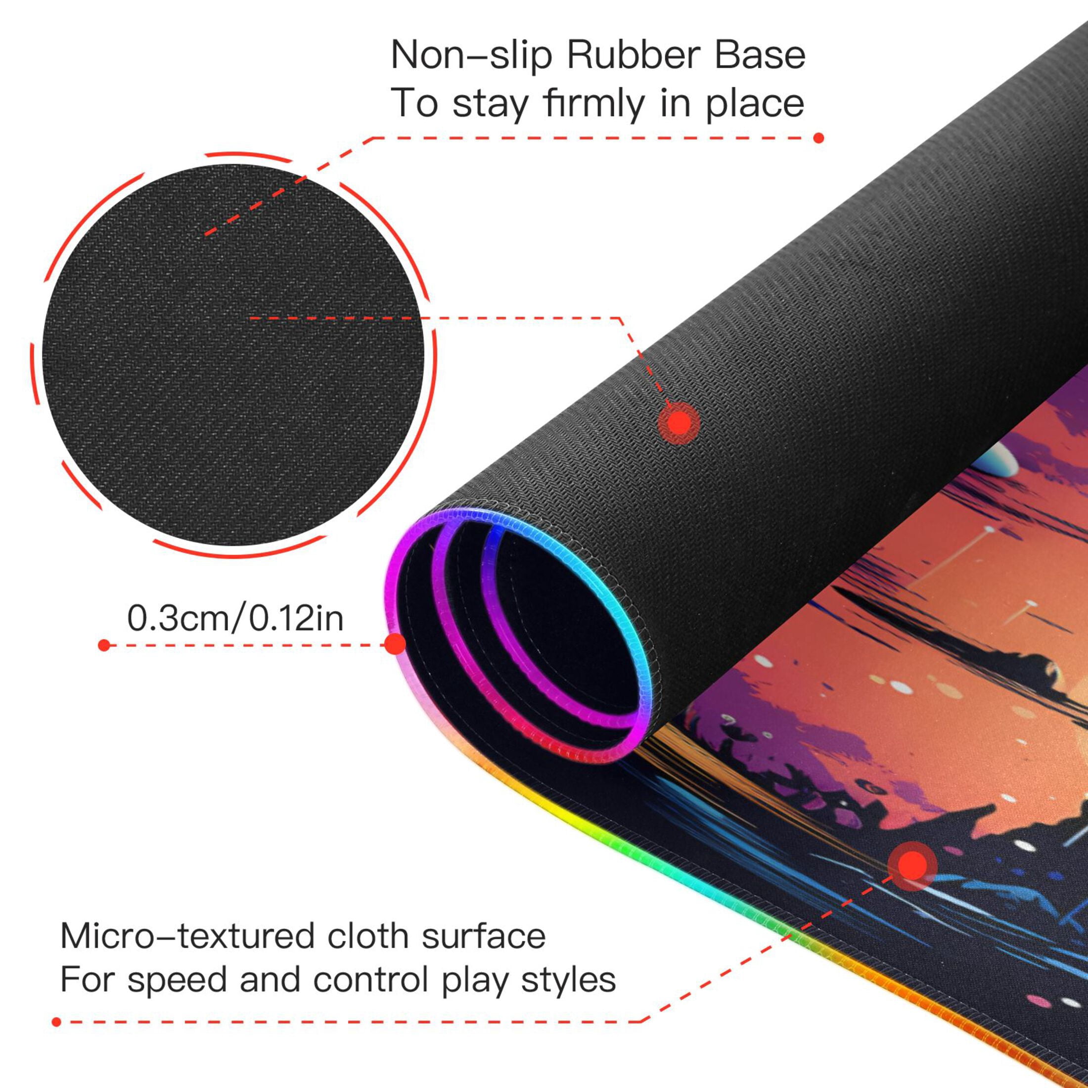 Wireless Charging Mouse Pad Large RGB Gaming Desk Mat 13 Light Modes Mousepad 35.4x15.7 Sun and Planet