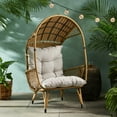 thumbnail image 3 of Primo Outdoor Wicker Standing Basket Chair with Cushion, Light Brown and Beige, 3 of 10