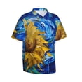 thumbnail image 2 of Balery Whimsical Sunflowers Night Sky Print Men's Hawaiian Shirts Short Sleeve Beach Shirt Relaxed Fit Vacation Button Down Shirts-Medium, 2 of 9