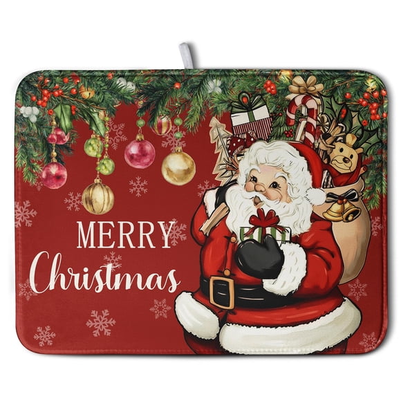 Alfombrilla para secar platos Kwlegh, 46 x 61 cm, microfibra, absorbente, para Navidad