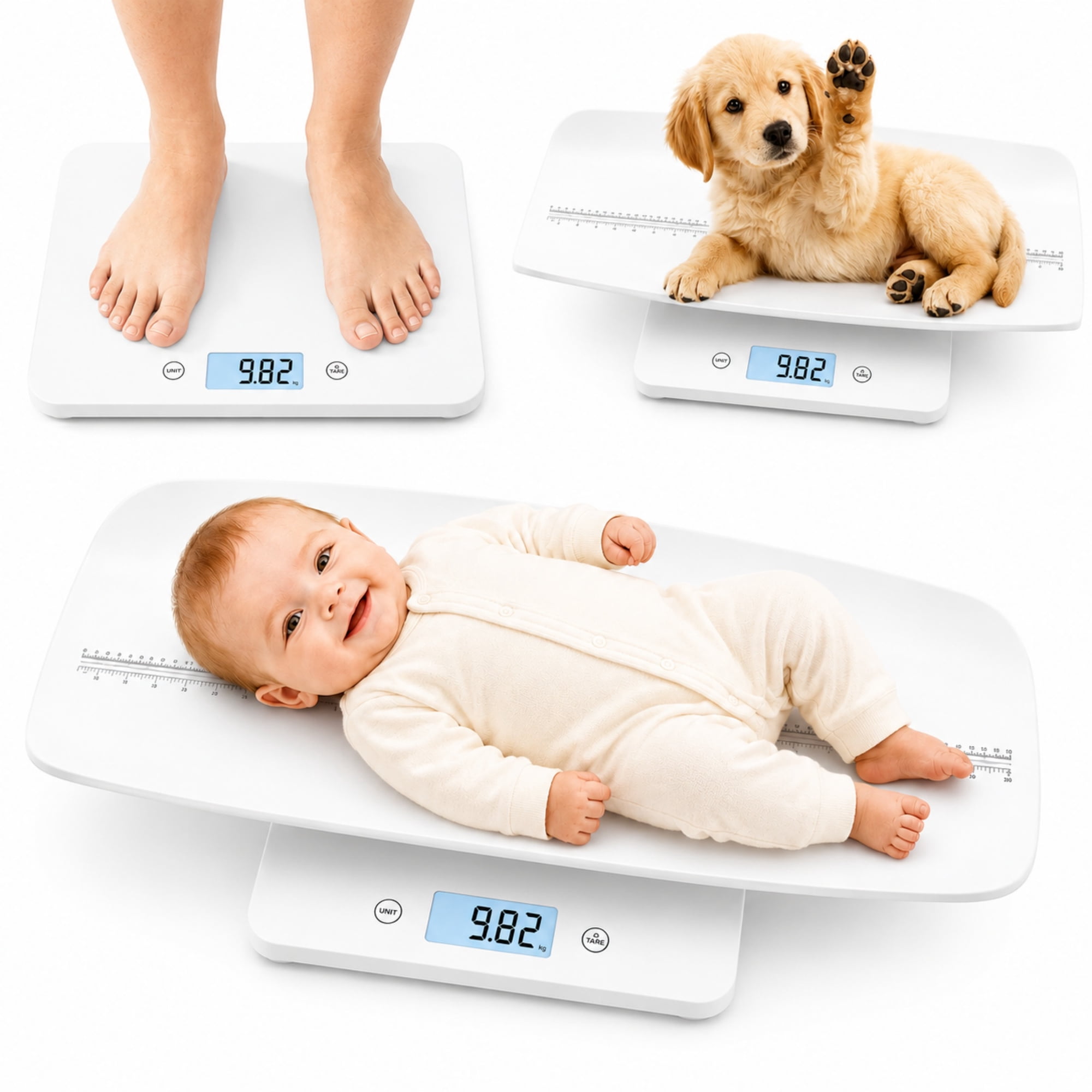 INSMART Digital Baby Scale with Detachable Tray, 396 lb Capacity, LCD Flip Display, Tare Function and Indoor Temperature