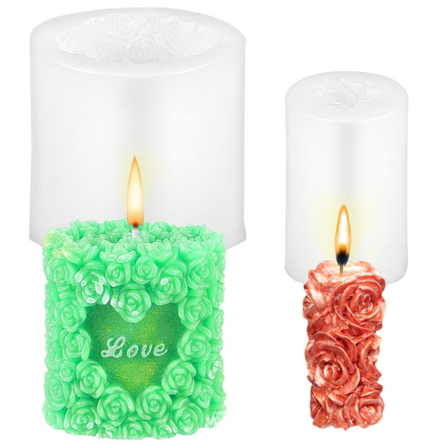 2 moldes de silicona con forma de rosa para velas, jabón de aromaterapia