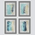 thumbnail image 2 of PixonSign Framed Wall Art Pastel Watercolor Blue, Teal, Yellow Paint Stroke Collage Inspired Illustrations Posters, Set of 4 Abstract Geometric Canvas Prints for Home Decor - 11"x14" White, 2 of 5