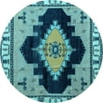 thumbnail image 1 of Ahgly Company Indoor Round Abstract Light Blue Modern Area Rugs, 4' Round, 1 of 4