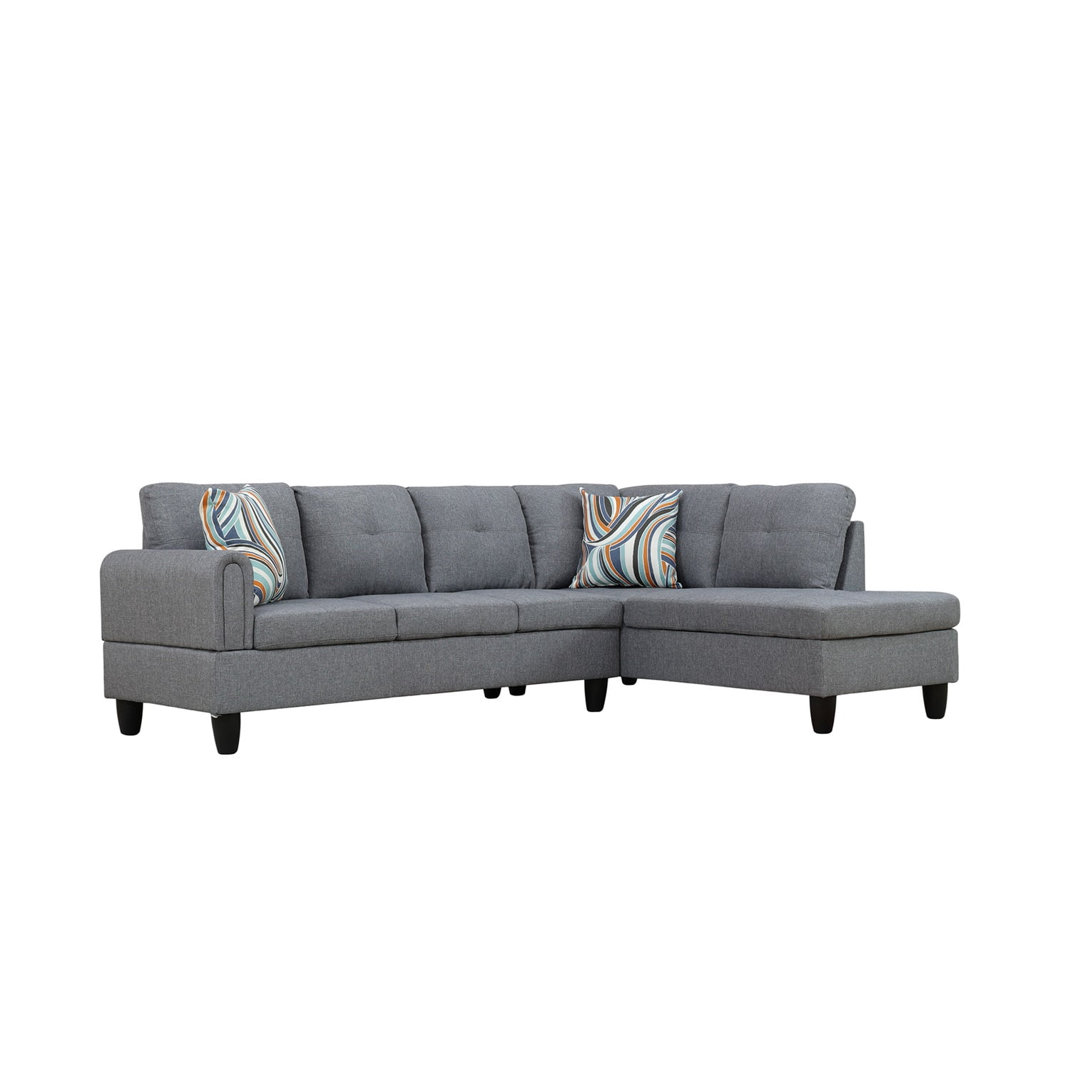Hommoo Linen Living Room Furniture Sets, 4-Seat Couches and Sofa Set, L Shaped Couch Set Sectional Sofa Set for Home, Apartment, Dorm, Grey(No Ottoman)