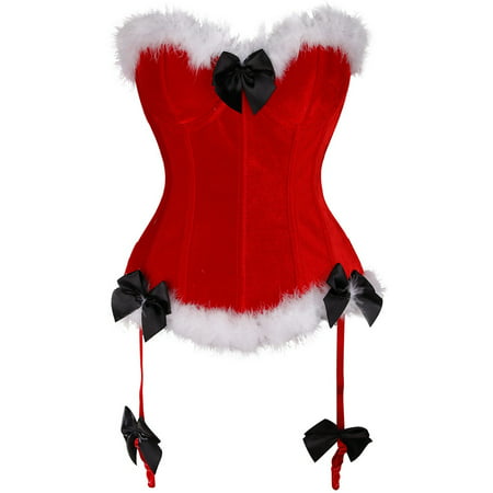 Christmas Clearance! Corset for Women MISS MOLY Top Lingerie Holiday Costumes Lace Up Overbust Santa Dress