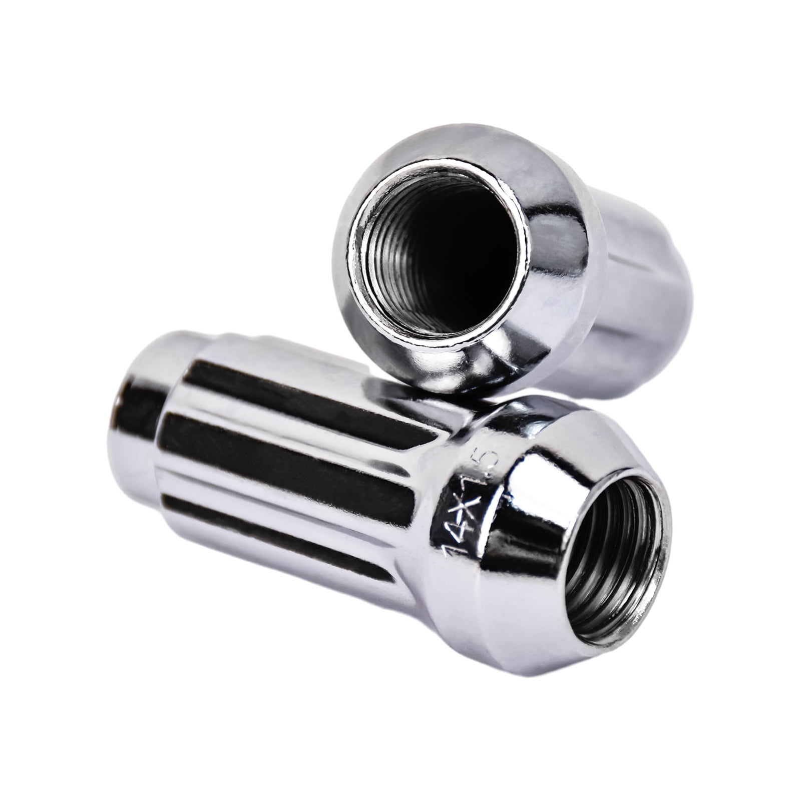 Hex Autoparts (24Pcs) 14x1.5 Chrome Spline Wheel Lug Nuts w/ Two Keys for Silverado Sierra Yukon