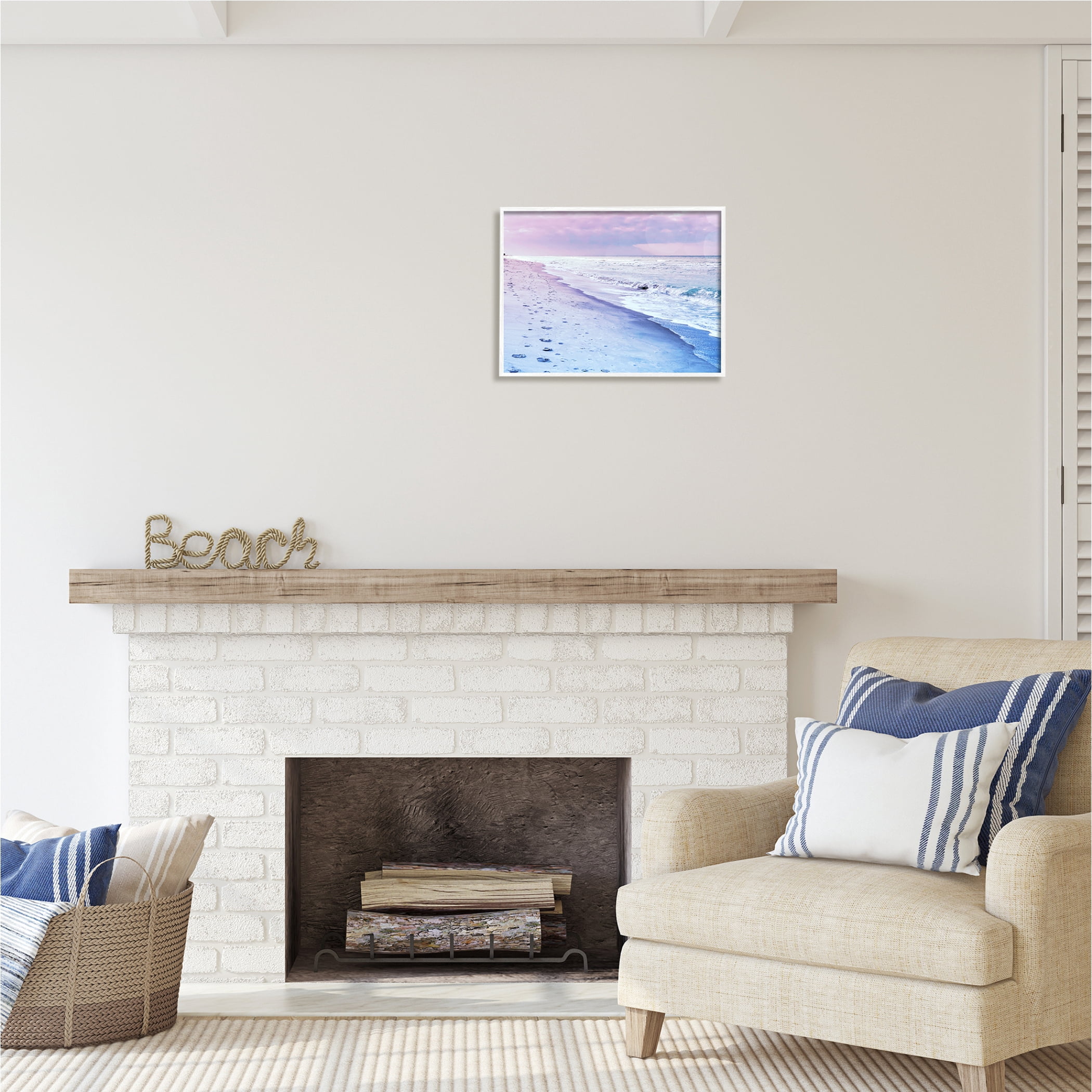 Stupell Industries Dawn Break Shoreline Nature Photography White Framed Art Print Wall Art, 20 x 16