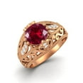 thumbnail image 2 of 1.45 Ctw Round Ruby Synthetic Antique Filigree Design 925 Sterling Silver Rose Vermeil Women Valentines Day Gifts Ring, 2 of 3