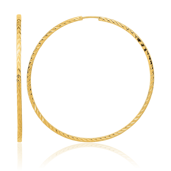 ICE CARATS 10K Yellow Gold Large Continuous Round Hoop Earrings - 44mm 1-3/4 inch - Latch Back, Lightweight, Endless Hoop Back, Diamond Cut Women's