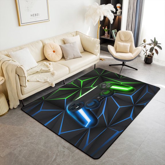 Erosebridal Gaming Non Slip Washable Carpet For Bedside Xmas Gift Area Rug 3x5 for Teens Youth 3D Video Games Rug Controller Pattern Design Decorative Rug, Gamepad Home Decor