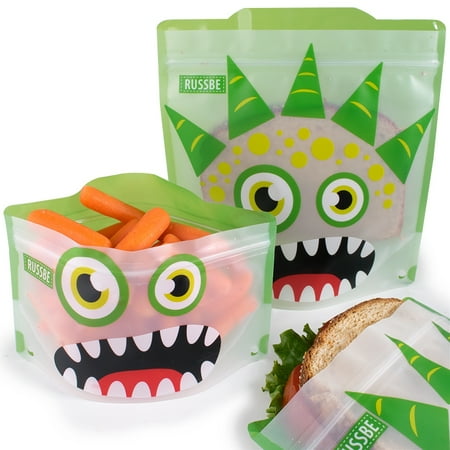 Yellow Sandwich - Set of 4 Russbe Reusable Snack and Sandwich Bags -Green Monster