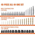 thumbnail image 2 of BENTISM Bolt Extractor Set, 48 PCS Impact Bolt & Nut Remover Set,13 PCS Bolt Extractor Set, 19 PCS Screw Extractors, 16 PCS Reverse HSS Drill Bits for Removing Damaged, Rusted, Rounded-Off Bolts, 2 of 9