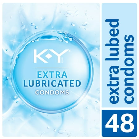 K-Y Condoms Extra Lubricated Latex Condoms, Ultra Thin with Extra Lubricant, 48
