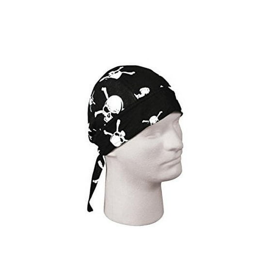 Rothco 4561 Skull & Crossbones Headwrap Bandana, Black