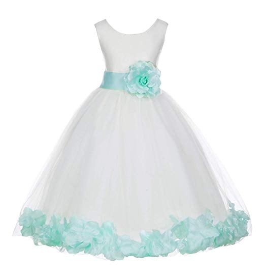 Ekidsbridal Ekidsbridal Ivory Tulle Rose Petals Formal Flower Girl
