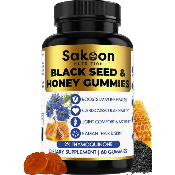 Sakoon Black Seed Oil & Honey Gummies W/ 2+ THYMOQUINONE Nigella Sativa Seeds Super
