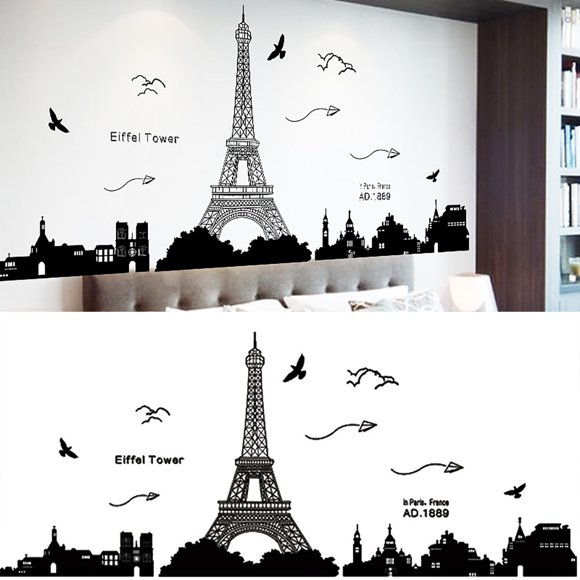 decorative kitchen E^iffel bedroom Paris view Black Wall vinyl of rooms Color for sticker Tower adhesive Home Decor