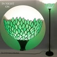 thumbnail image 4 of Tiffany Floor Lamp Torchiere Uplight 66" Tall Industrial Bronze Pole Vintage Boho Green Stained Glass Wisteria Retro Standing Corner Bright Torch Light Living Room Kids Bedroom Farmhouse WERFACTORY, 4 of 9