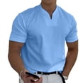 thumbnail image 1 of Camiseta de verano con cuello en V para hombre de gimnasio con bolsillo de algodón elástico suave transpirable Fitness camisa de manga corta para hombre, 1 of 4