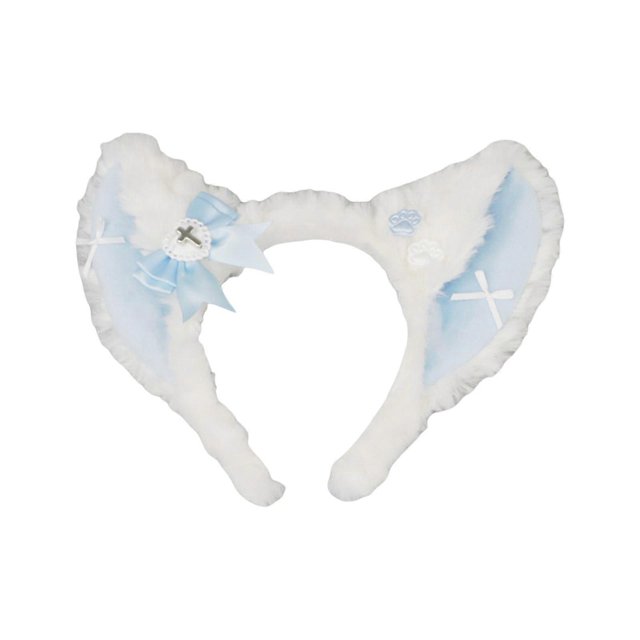 Lovely Cats Ear Hairband Halloween Cosplay Headpiece Fashionable Women Hairband for Halloween and Festivals white powder