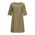 thumbnail image 4 of JUNWELL Caftan Ample Robe Longue pour Femmes Grande Taille Robe en Lin Été Décontractée Sans Manches Col Ras du Cou Poches Robe Maxi, 4 of 6