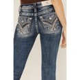 thumbnail image 2 of Miss Me Women's Dark Wash Embellished Flap Pocket Mid Rise Bootcut Stretch Denim - M3444B107S 29W x 30L, 2 of 4