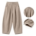 thumbnail image 5 of HomeDM Pants for Women Cotton Blend High Waisted Lounge Trousers Khaki Wide Leg Athletic Work Pants with Pockets Size L, 5 of 8