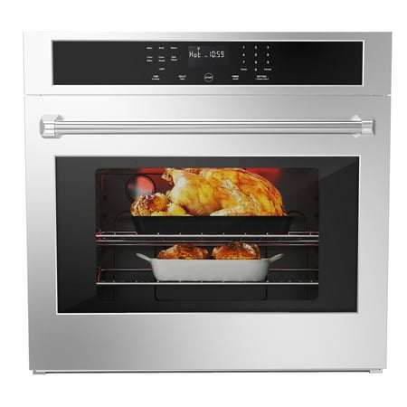 Advanced Convection Cooking 30" Electric Single Wall Oven 4.8 cu.ft 3800W Built-In Stainless Silver