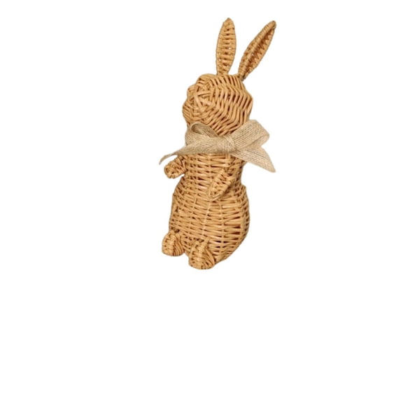 Woven Rattan Easter Bunny Decor,Wicker Rabbit Figurines,Spring Farmhouse Home Table Centerpiece Decor