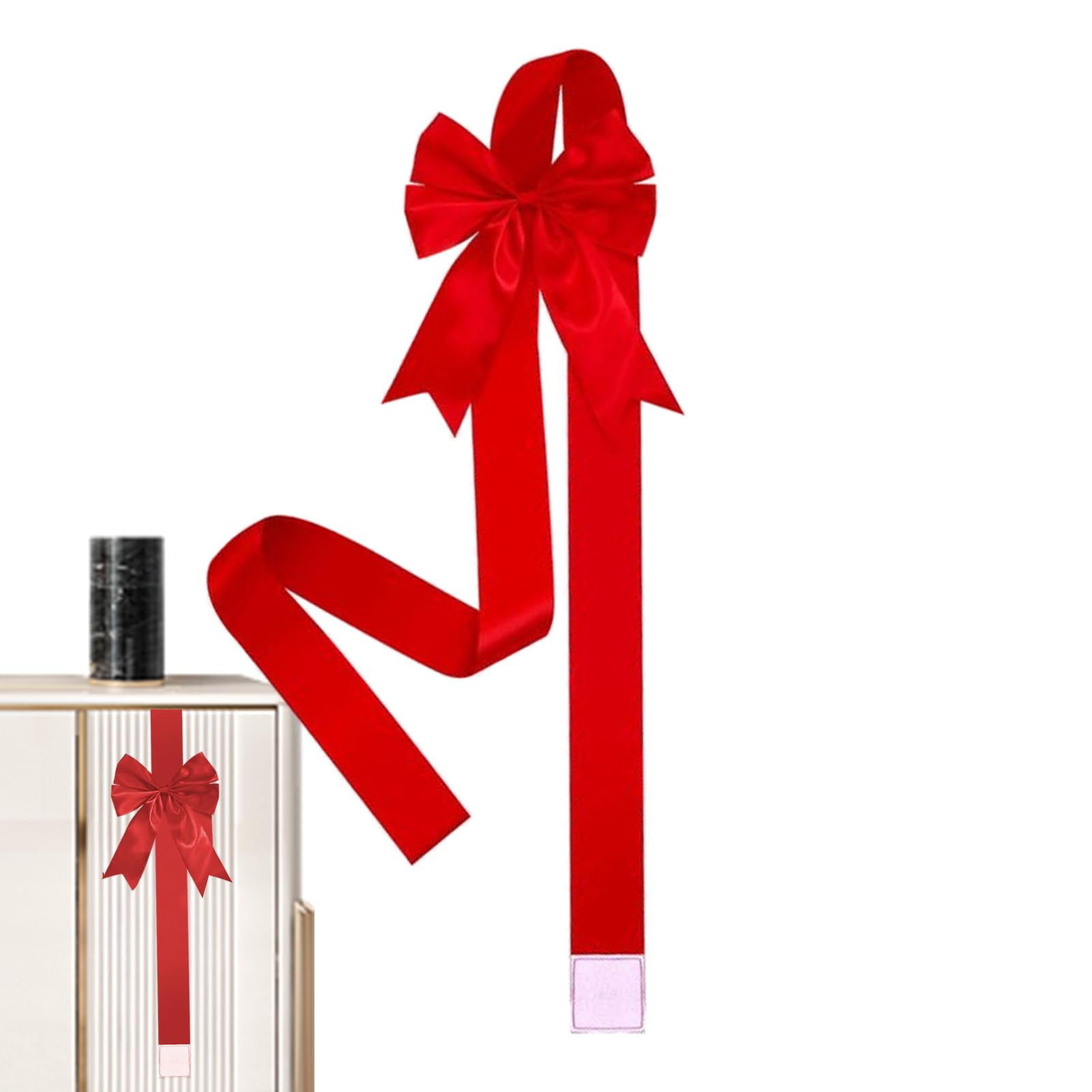 6Pcs Large Red Christmas Cabinet Door Ribbon Bow, 40in Big Christmas Bow Wrapping Decorations, Front Door Bow Christmas Tree Bow