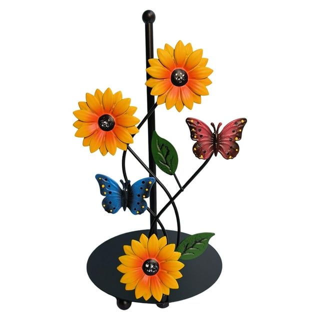 Soporte para toallas de papel de cocina con girasoles, soporte vertical para pañuelos, soporte de metal de pie Mariposa