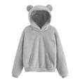 thumbnail image 4 of Pullover Hoodies for Girls Girls Fuzzy Fleece Pullover Hoodies Sweatshirt Casual Loose Outwear Coat with Pockets 4-15 Years, 4 of 6