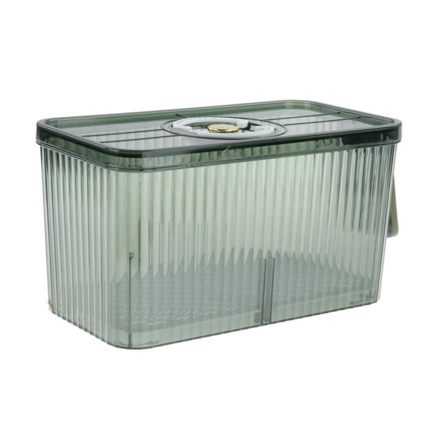 Contenedor organizador para refrigerador con temporizador de frescura, tapa con asa, para alimentos del hogar verde grande
