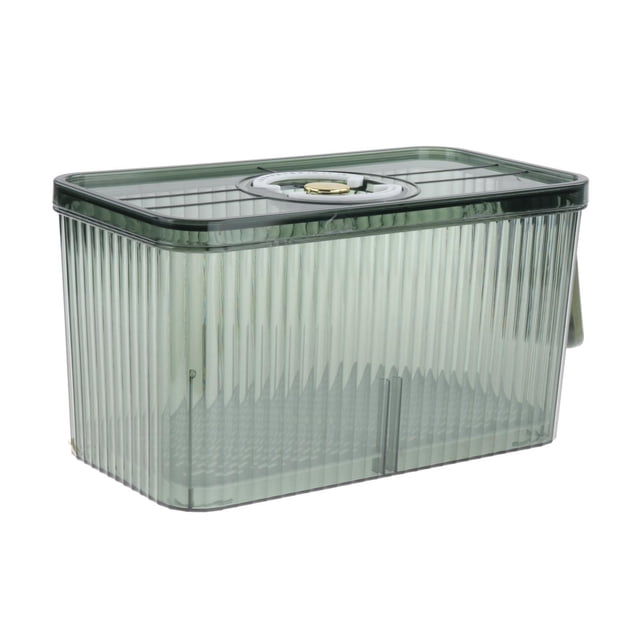 Contenedor Organizador de Refrigerador con Tapa de Temporizador de Organización Del Congedor Bandeja de Comida Transparente verde grande Soledad Contenedor de almacenamiento
