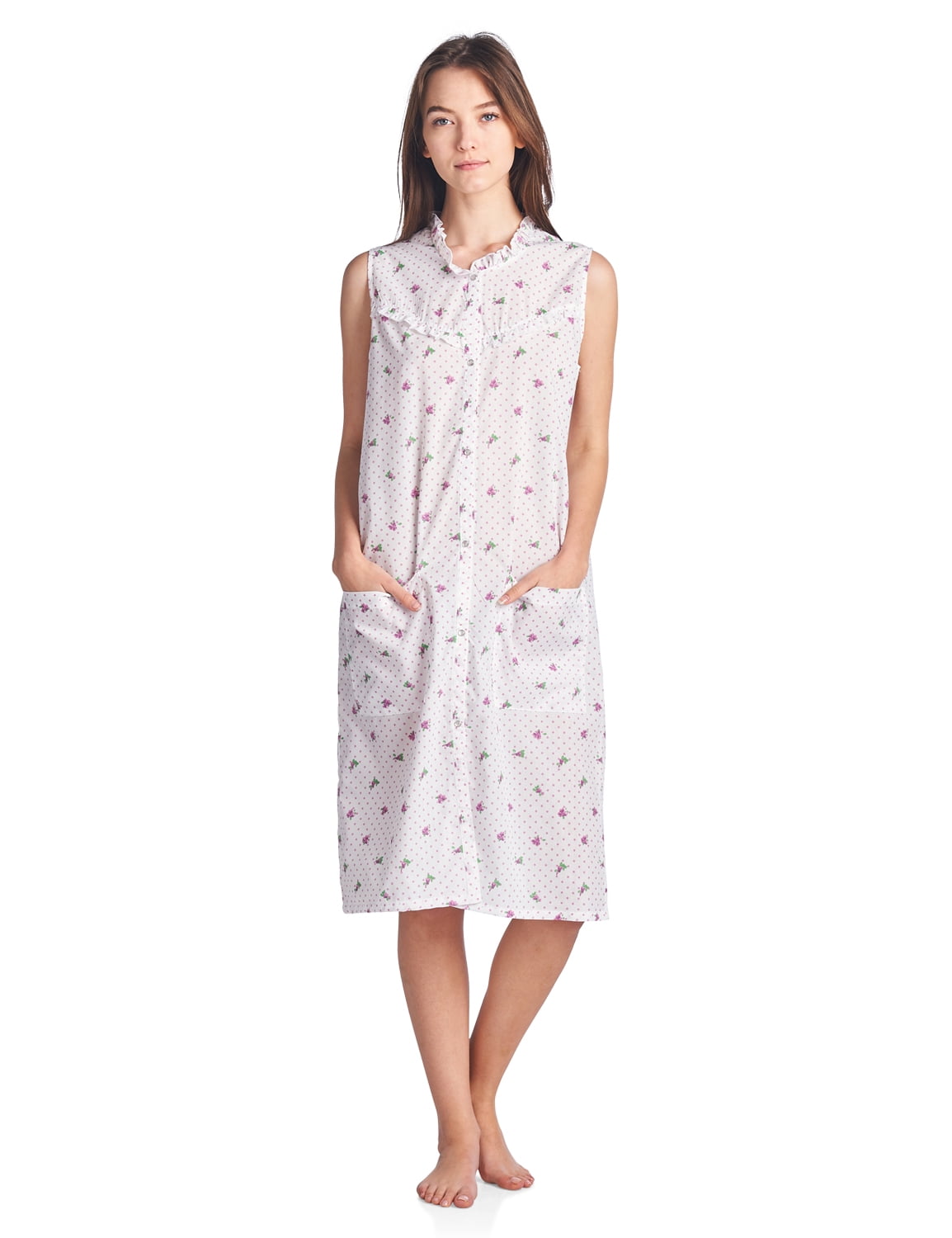 Casual Nights Women's Snap Front Sleeveless Lounger Housecoat