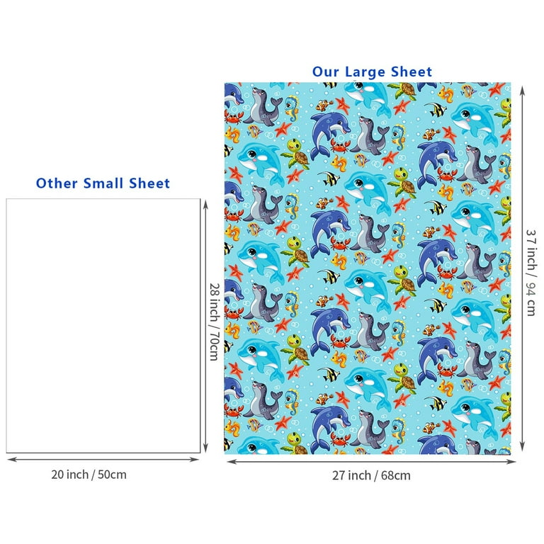 Birthday Wrapping Paper for Boys Girls Kids - Cute Sea Blue Ocean Gift Wrap  Paper for Baby Shower Birthday Holiday - 6 Large Sheets, 27x39.4 inch 