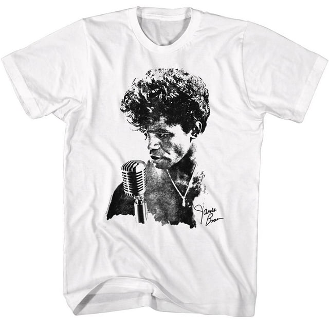 T-Shirt Adulte Blanc avec Microphone James Brown