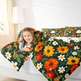 thumbnail image 4 of Homewish Autumn Cottage Halloween Ghost 7-Piece Twin Bedding,Sunflower Mixed Floral Pattern Bedding Comforter Set,Forest Green Orange,Halloween Reversible, 4 of 8