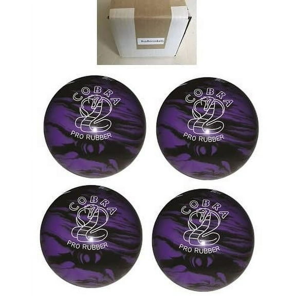BuyBocceBalls New Listing - Pack of 4 EPCO Candlepin Bowling Balls - Cobra Pro Rubber - Lavender & Black (4 1/2 inch- 2lbs. 7oz.)