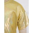 thumbnail image 5 of LiiYii Girls Boys Sparkly Dance Tops Short Sleeve T-Shirt Jazz Hip Hop Party Stage Performance Blouse Gold 170, 5 of 7