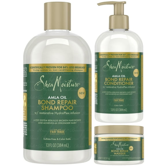 SheaMoisture Strengthening Bond Repair Amla Oil Shampoo, Conditioner, & Hair Mask Set for Curly Hair